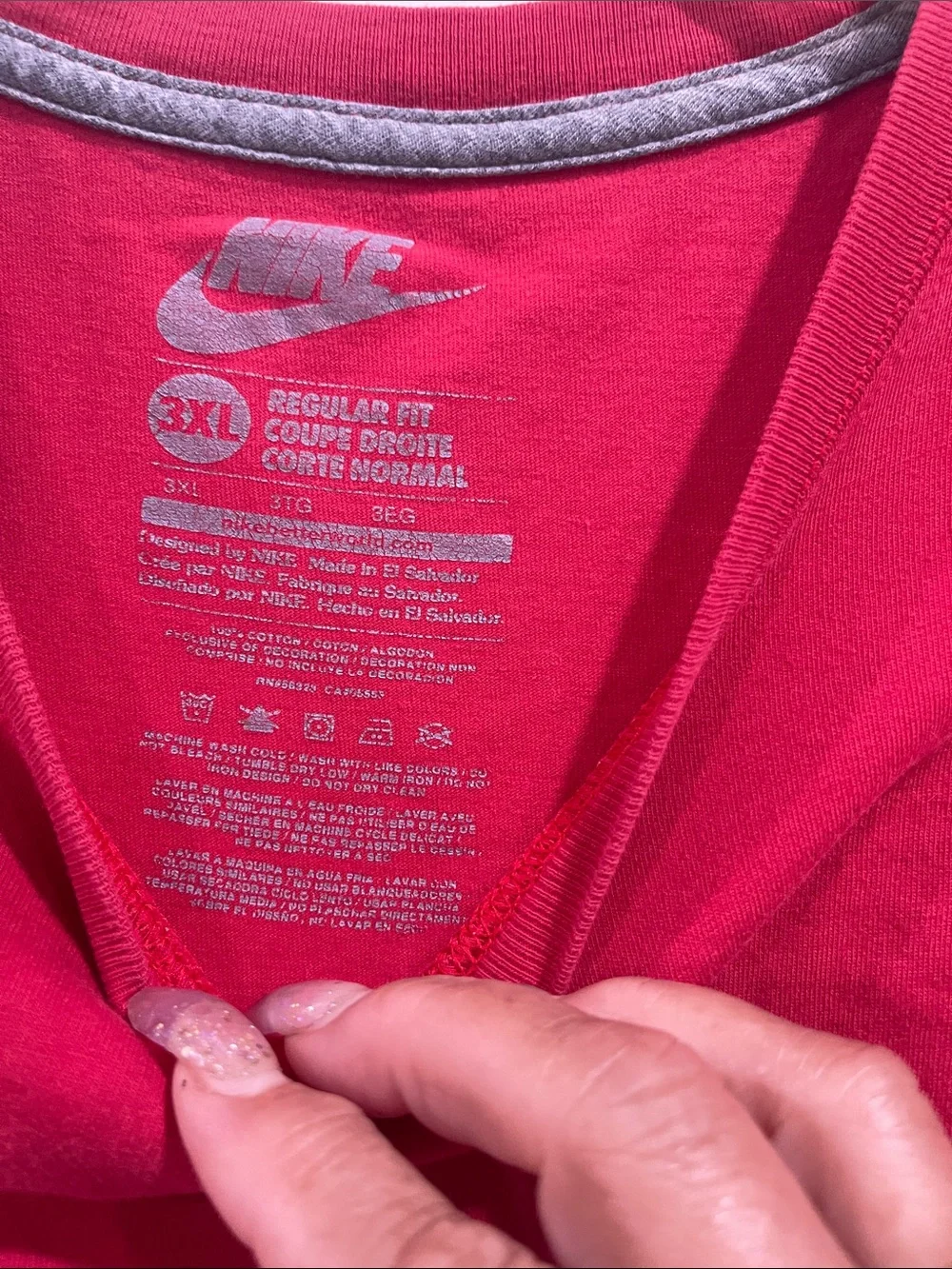 Nike Red Short Sleeve Crew T-Shirt with White Swoosh